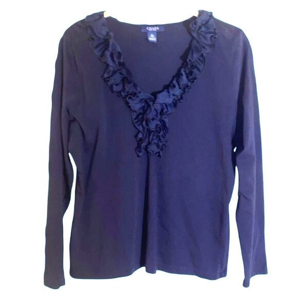 Chaps Women's Navy Blue V Neck Tee XL - Picture 10 of 12